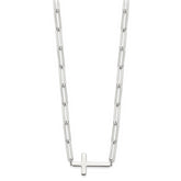 Sterling Silver E-Coated Cross Paperclip Link With 2 in ext Necklace